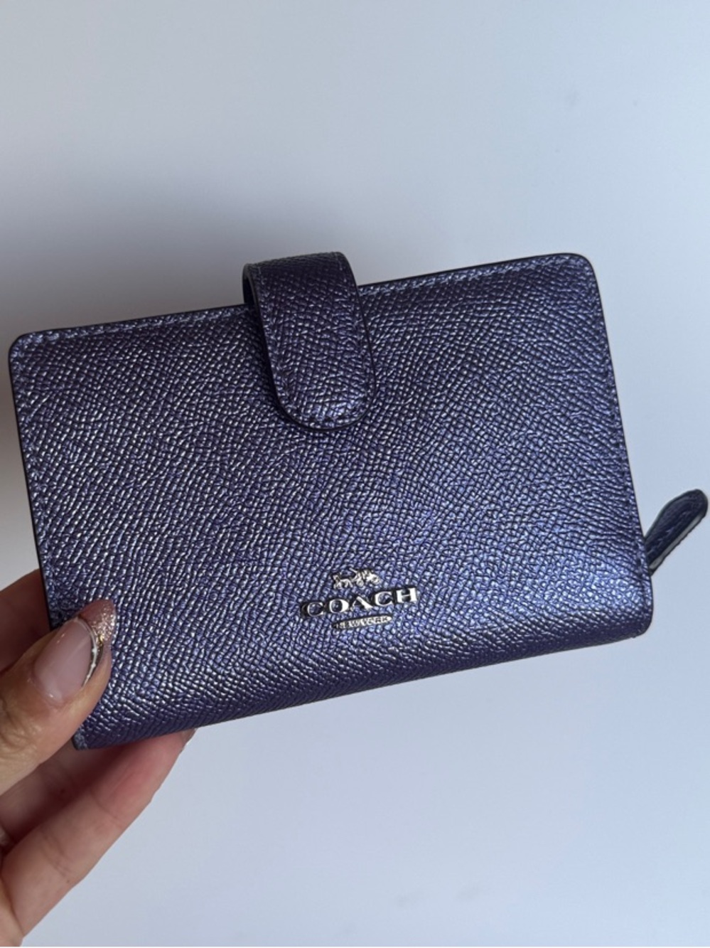 Coach Purple Leather Card Holder & Coin Pouch Wallet
